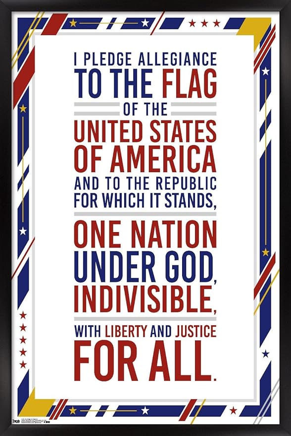 Trends International The United States Of America - Pledge Of Allegiance Wall Poster, 22.375" x 34", Black Framed Version