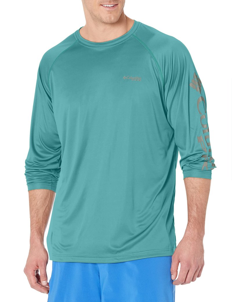 Columbia Men's Terminal Tackle Long Sleeve Shirt, Teal/Kettle Logo, Large