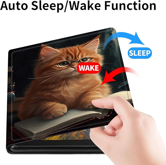 Case for 7 All-New Kindle Paperwhite (12th Generation 2024) and Kindle Colorsoft Signature Edition CoverSlim PU Leather Smart Cases with Auto Wake/Sleep-Black Cat Night Sky
