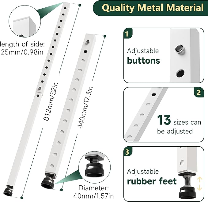 WooFog Window Security Bars Adjustable, Window Bars Security Inside Vertical, Heavy Window Ac Lock Bar with Rubber Feet for Up and Down Windows, 17-32 inch Double Hung Window Stopper -2 PCS Patented