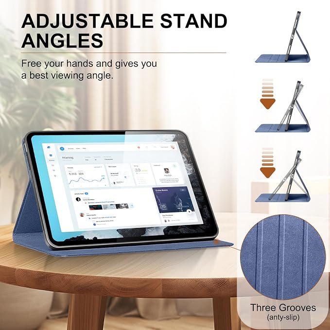 Genuine Leather Case for iPad 11th Gen 11(2025/A16)/10th Gen 10.9 | Slim Protective Cover with Adjustable Stand Auto Wake/Sleep Premium Leather Black