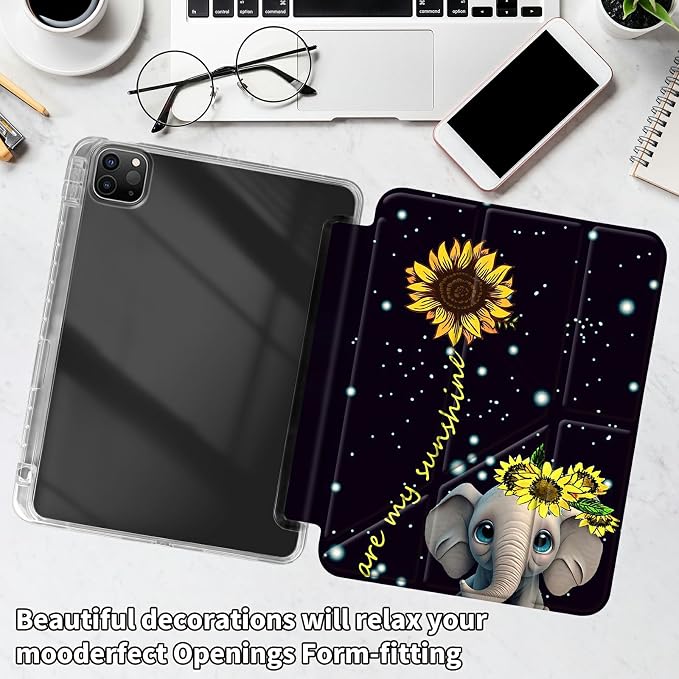 for iPad 10.2 &amp 10.5/iPad 9th/8th/7th Generation 10.2 2021 2020 2019 Case Mutil Angles Folding Y-Shaped Stand Cover with Pencil Holder Auto Wake/SleepAmerican Flag and Cow