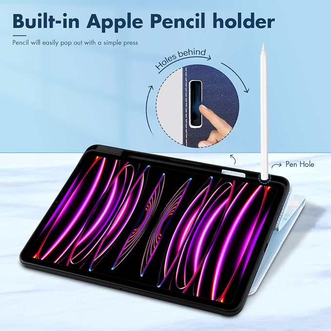 Dteck for iPad A16/10th Generation 10.9 Inch 2022 Case with Pencil HolderPremium PU Leather Folio Multiple Viewing Angles Stand Cover Auto Wake/Sleep Protective Tablet Cases for Women MenBookshelf