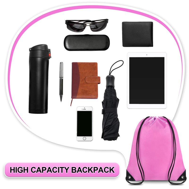 Grneric Drawstring Backpack Bulk 42 Pcs String Backpack Drawstring Bags Cinch Bag Sackpack for Men Women Gym (Pink)