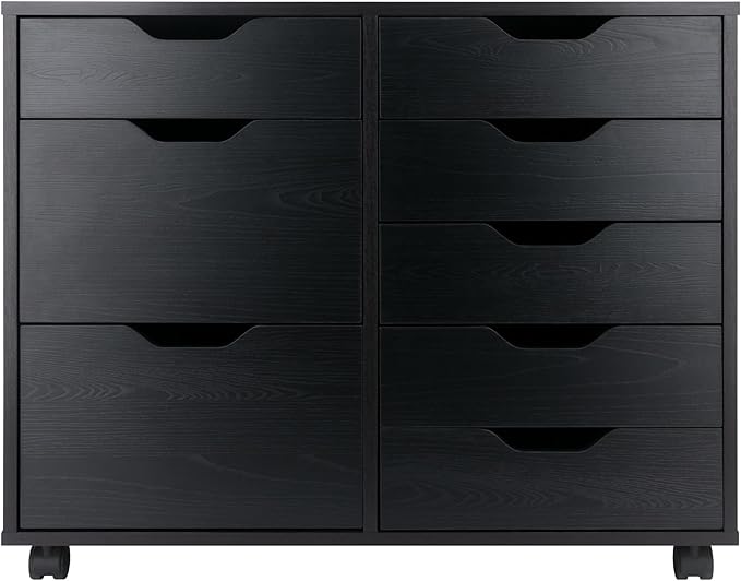 Winsome Halifax Storage Mobile Cabinets, 2 Doors, 6 Drawers, for Home Office, Black