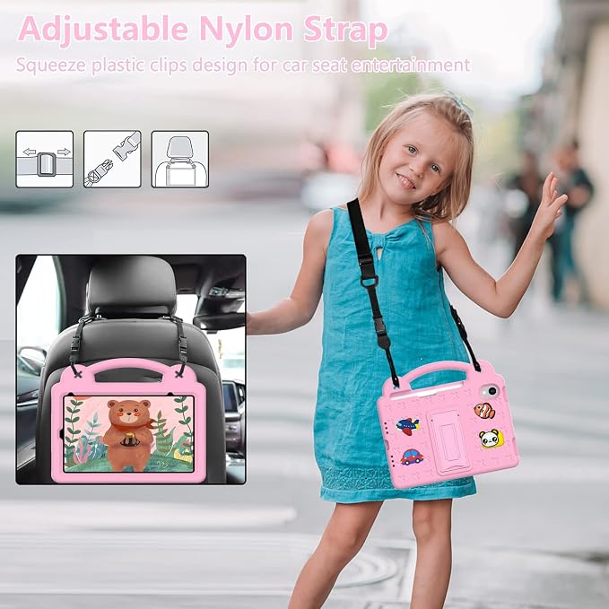 YRH for iPad mini A17 Pro Case 2024/iPad Mini 6 Kids Case 2021EVA Shockproof Cover for iPad mini 7th/6th Generation 8.3-inch with Stand Handle Strap Green