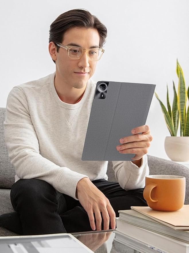 for HiGrace/Urao G140L 14 Inch Android Tablet CaseBOVUGAC Folding Stand Protective CoverFull Protection Premium PUScratch Resistant(Grey)