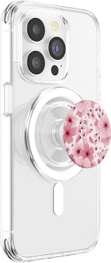 Pink Cherry Blossom Floral Pattern PopSockets PopGrip for MagSafe