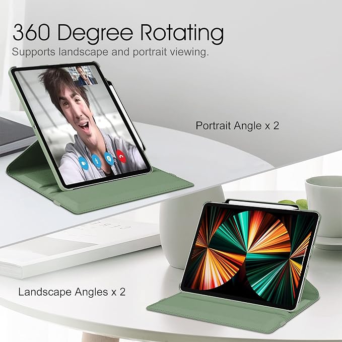 Fintie Rotating Case for iPad Pro 12.9-inch 6th/5th/4th/3rd Generation | 360° Swivel Stand Landscape &amp Portrait Viewing Shockproof Protective Cover Pencil Holder Auto Sleep/Wake Black