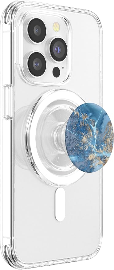 Faux-Gold-Blue-Marble-Effect Blu-Marbled-Design PopSockets Adhesive PopGrip