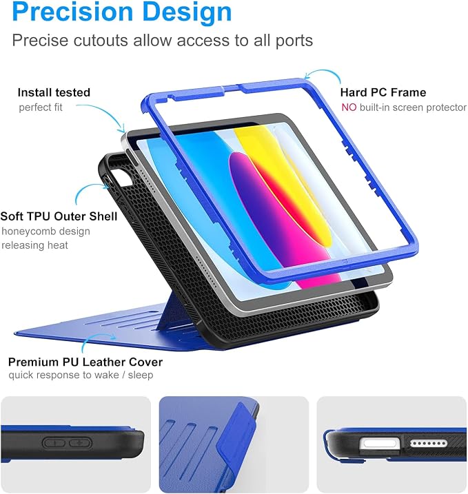 DAORANGE for iPad (A16) 11th Generation Case iPad 10th Gen Case Black | For iPad 11/10.9 Inch Case 2025/2022 Strong Magnetic Shockproof Case with Multi-Angle Stand Pen Holder Rugged &amp Durable