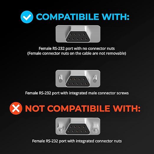 SABRENT USB 2.0 to Serial DB9 RS232 Converter Cable 10ft (CB-9PTF) | Prolific chipset hexnuts 9-pin Windows 10-XP macOS 10.6+ 10 feet