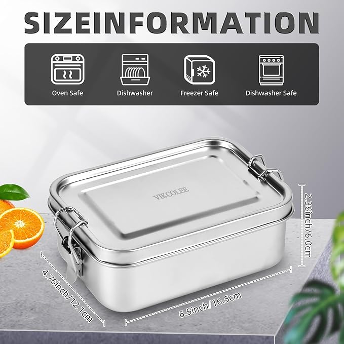 4 PCS Stainless Steel Bento Box 850ml, Metal Lunch Box Food Containers, Steel Lunch Container for Home, Work, Camping