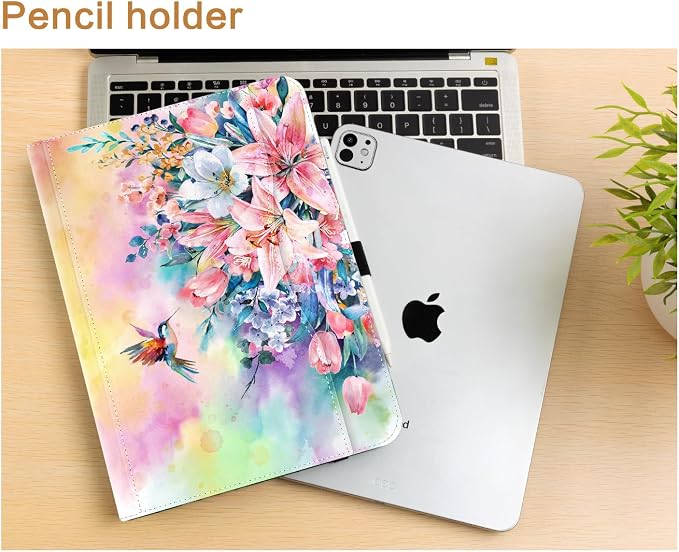 Vimorco for iPad Pro 11-inch Case M5/M4 2025/2024 for iPad Pro Case 11 Inch M5/M4 Pencil Holder/Hand Strap/Pocket/Screen Protection Band 3 Adjustable Angles Auto Sleep/Wake Beach Blue Ocean