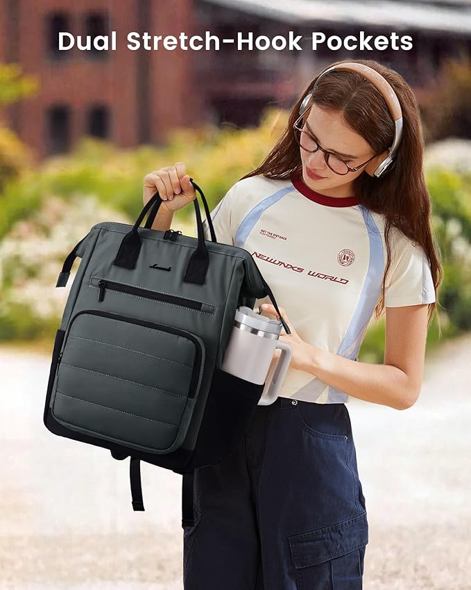LOVEVOOK Puffer Laptop Backpack for Women, 15.6 Inch Work Backpack purse for Nurse Teacher, College Bookbag Personal Item Travel Bag Computer Daypack for Daily Commute