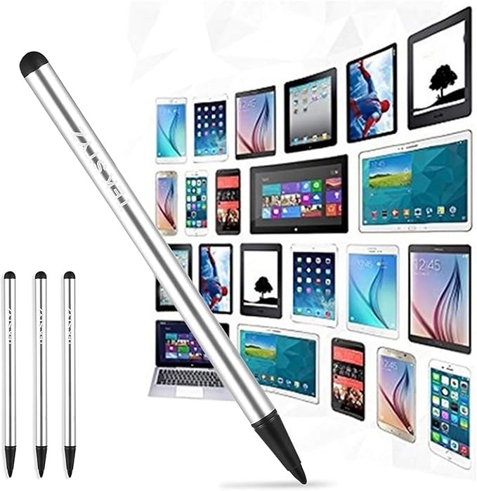 Pro Capacitive Resistive Stylus Universal 2 in 1 Compatible with Samsung Galaxy S22/S21/Ultra/S21+/Fe 5G/ High Sensitivity &amp Precision Full Size 3 Pack! (Silver)