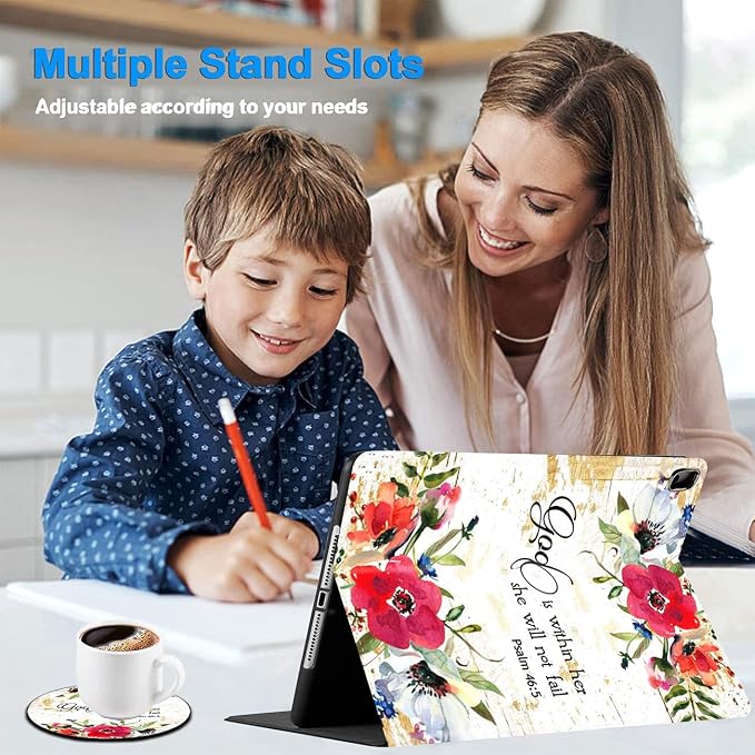for iPad mini Case iPad mini 1 2 3 4 5 Case and Coasters Set PU Leather Folio Case Smart Cover with Stand &amp Auto Wake Sleep for iPad mini 5/4/3/2/1 - Flame Soccer