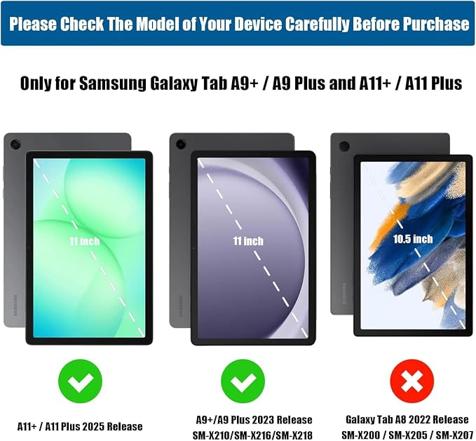 Case for Samsung Galaxy Tab A11+/A11 Plus /A9+/A9 Plus 2025/2023 5G 11 Inch Embossed Lace PU Leather Stand Cover with Elastic Band Card Slots Pen Holder &amp Multi-Angle Viewing - Blue
