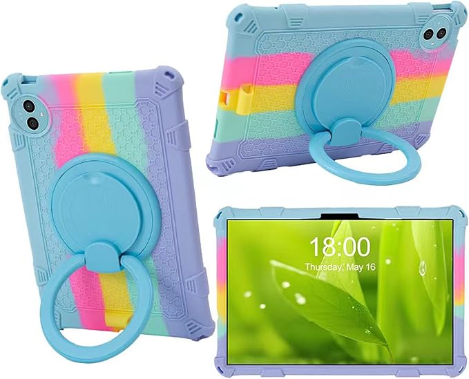Tablet Case for Teclast P50 11 inch Soft Anti-Stress Silicone Case with 360° Rotate Stand/Pencil Holder/Shoulder Strap/Pen for Teclast P50 (Colorful Blue)