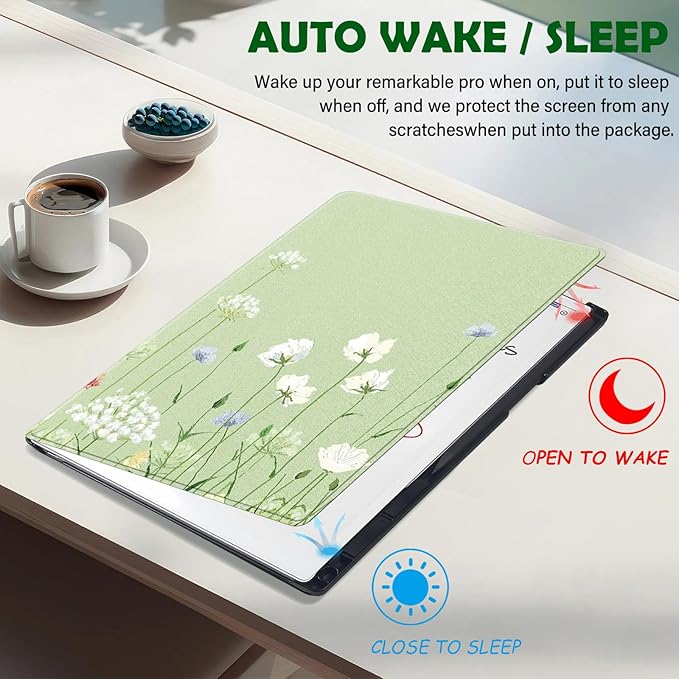 Case for Remarkable Paper Pro Tablet 11.8 (Released in 2024) Hard Back Shell Protective Book Folio Cover with Built-in Pen Holder with Auto Sleep/Wake Function.