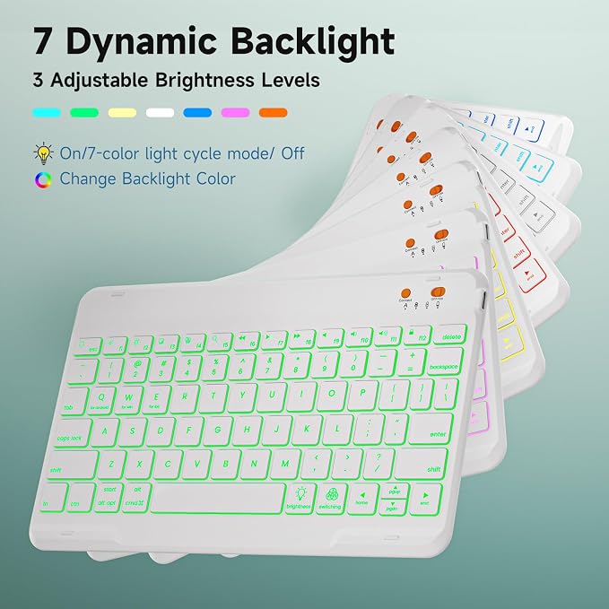 BLUTLOTUS Keyboard case for iPad 9th/8th/7th Generation 10.2 Inch - Backlit Wireless Detachable Folio Keyboard Cover with Pencil Holder for iPad 9th/8th/7th Gen Air 3rd Generation 10.5 Inch