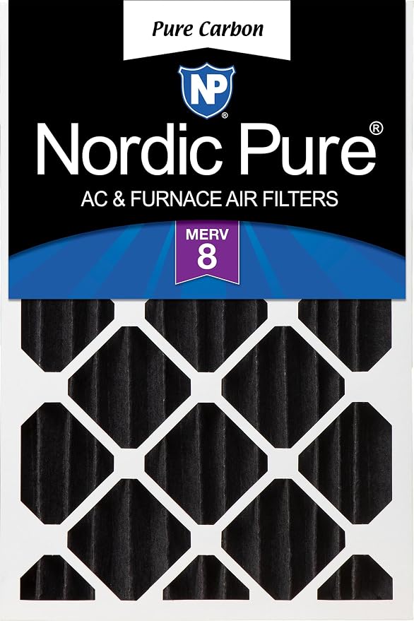 Nordic Pure 20x20x4 Pure Carbon Pleated Odor Reduction Merv 8 Furnace Filter 1