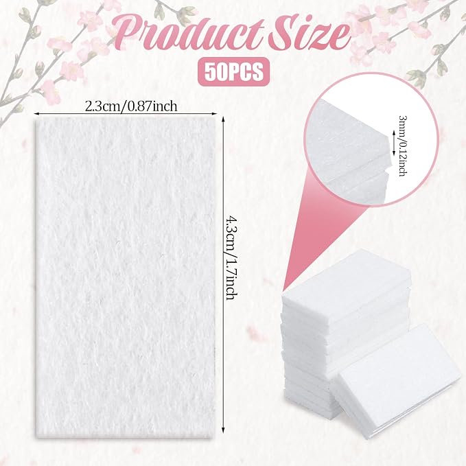 50 Pack Unscented Aroma Pads, 1.7x0.91" White Aroma Oil Refill Pads