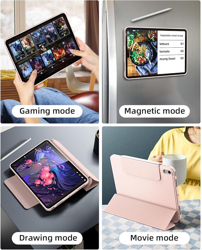 iPad Air 5th Generation Magnetic Case 2022 / iPad Air 4th 2020 Case Double-Layer Magnetic Folio Cover with Multiple Angles and Pencil Charging Support Premium PU Leather(Black)
