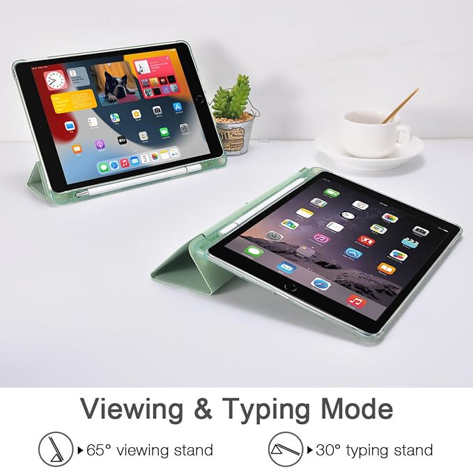 JOYLAND Blue Turtle for iPad Air 11 Inch M3(2025)/M2 (2024)Air 5th/4th Generation Case 2022/2020 10.9 Inch with Pencil Holder-Trifold Stand Protective Cover with Soft TPU BackBlack