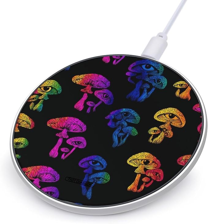 Magic Mushrooms Wireless Charger SlimWireless Charging Pad Anti-Slip Charger Mat for Men Women