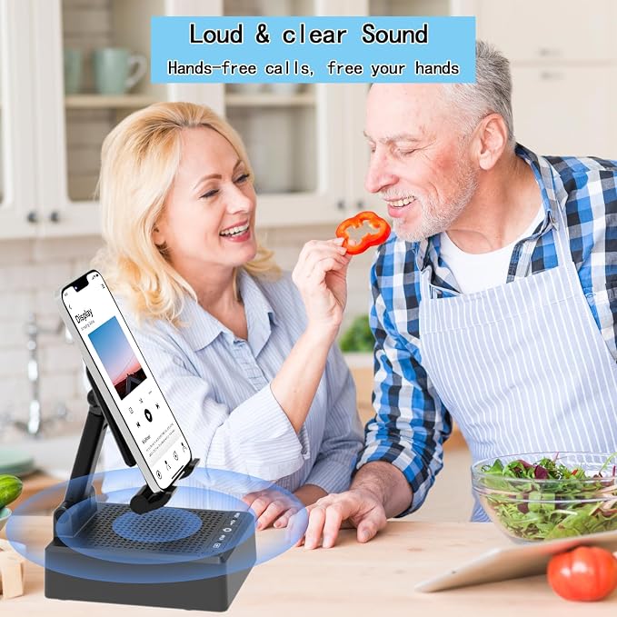 Birthday Gifts for Mother Father Cell Phone Stand with Wireless Bluetooth Speaker and Antislip Base HD Surround Sound for Home and Outdoors with Bluetooth Speaker for Desk Compatible with iPhone
