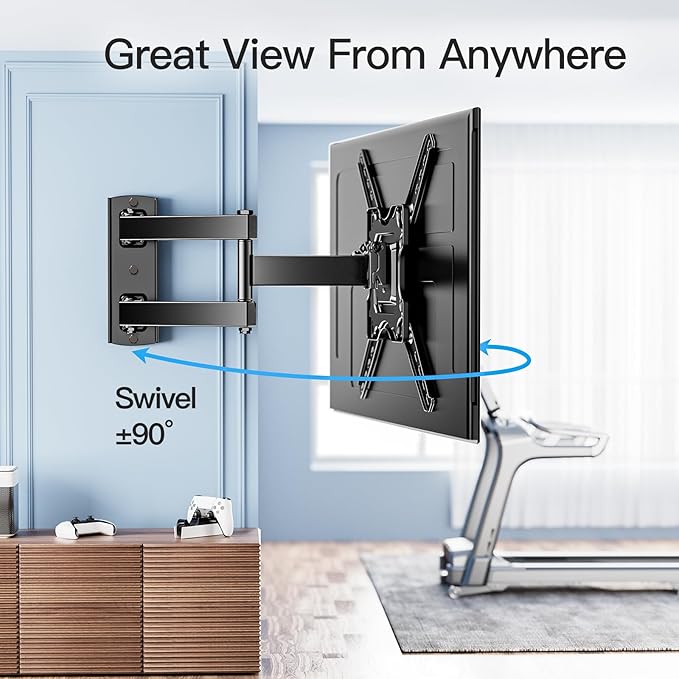 PERLESMITH Full Motion TV Wall Mount for Most 26-60 inch Flat Curved OLED 4K TVs up to 77lbs, Wall Mount TV Bracket with Swivel & Extension Arm, Tilt, Leveling, Max VESA 400x400mm, PSMFK12