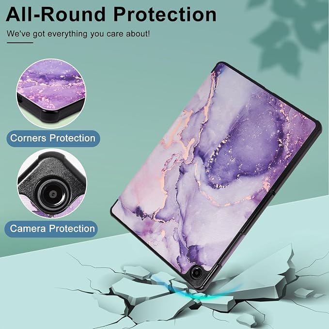 Caweet Case for Samsung Galaxy Tab A9+ / A9 Plus 11 Inch 2023 Ultra Slim Lightweight Hard Back Shell Tri-Fold Stand Cover with Atuo Sleep/Wake Almond Blossom