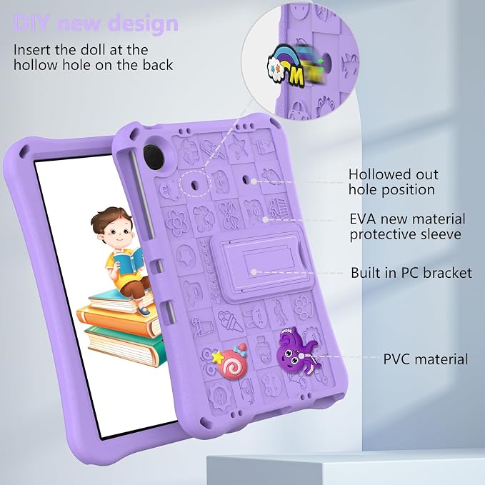 Case for iPad 10.2 Inch 2021/2020/2019/ iPad Pro 10.5 Inch/Air 3rd Gen (2019) Shoulder Strap Kickstand Children Friendly Anti-Scratch Shockproof Case Lightpurple