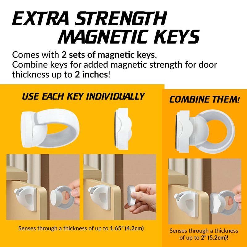 UPGRADED LICYFERN Magnetic Cabinet Locks (8 Locks & 2 Keys) - Invisible Baby Proofing Child Safety Lock & Keys – Easy to Install, Home & Kitchen Cabinet Magnetic Drawer Locks