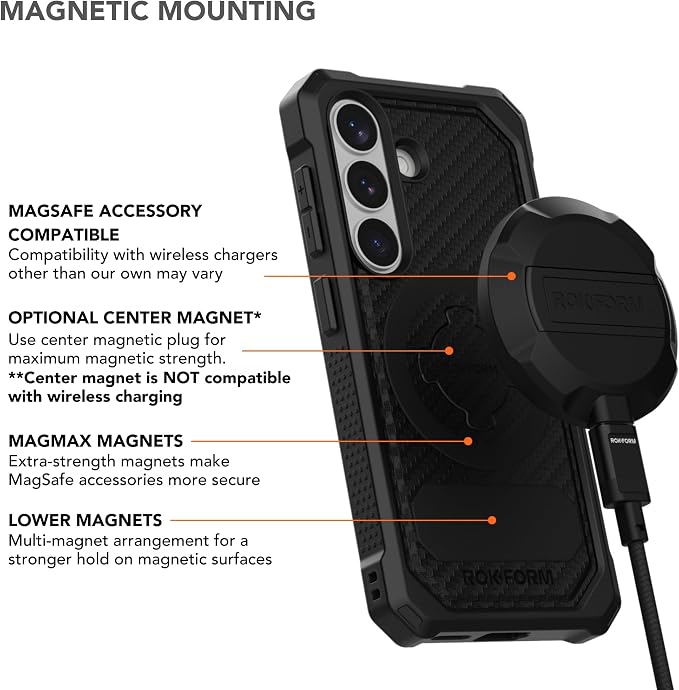 Rokform Rugged Case for Galaxy S26 Magnetic + RokLock (Black)