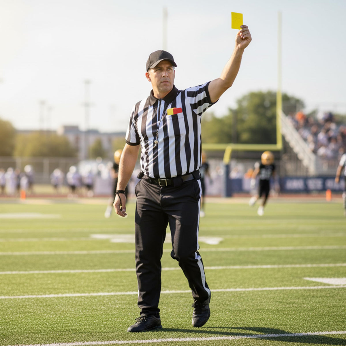 Tinyones Referee Shirt, Men's Black and White Striped Collar, Referee Card, Referee Hat, Free Throw Flag, Whistle (Large)