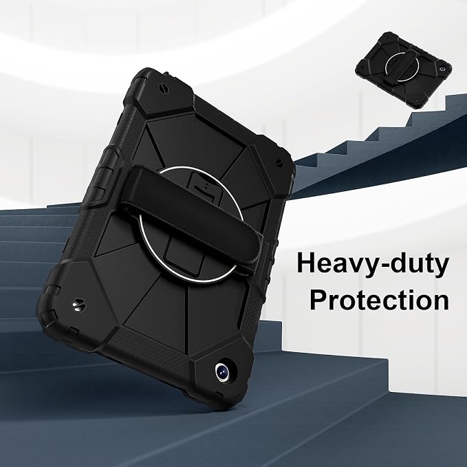 DreamerX for Samsung Galaxy Tab Active5 Pro 2025/Active 4 PRO/Active PRO 10.1 Case Heavy Duty Rugged Shockproof Drop Protection Cover with 360 Rotating Stand Handle Hand Strap Shoulder Strap Black