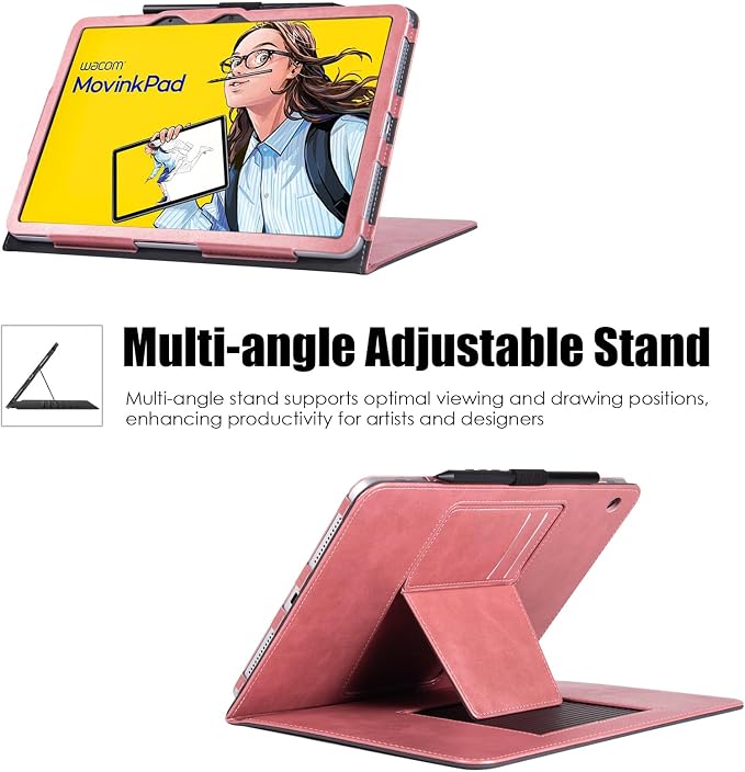 Case for Wacom MovinkPad 11 TabletDark Blue | Multiple-Angles Viewing StandPremium PU Leather Protective Cover with Pen Holder Loop