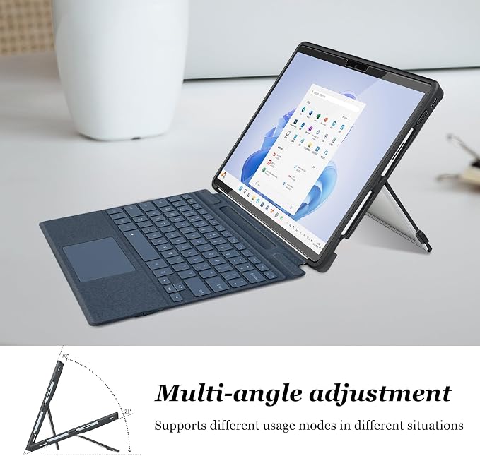 Case for Microsoft Surface Pro 11/10/9/8 13-Inch All-in-One Rugged Case - Compatible with Type Cover Keyboards (Transparent)