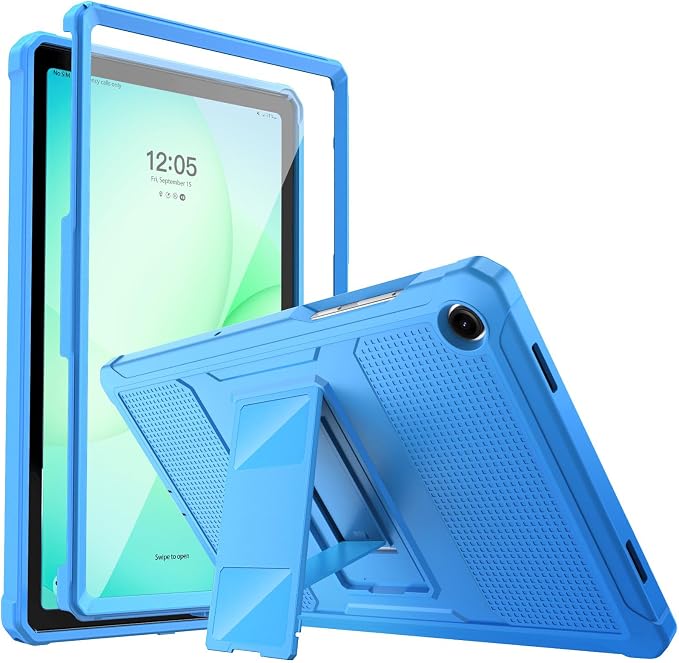 MoKo Shockproof Case Fit Samsung Galaxy Tab A11+ Plus/ A9+ 11 Inch | Full Body Rugged Stand Back Cover with Built-in Screen Protector for Galaxy Tab A11+/ A9+ Tablet Light Gray
