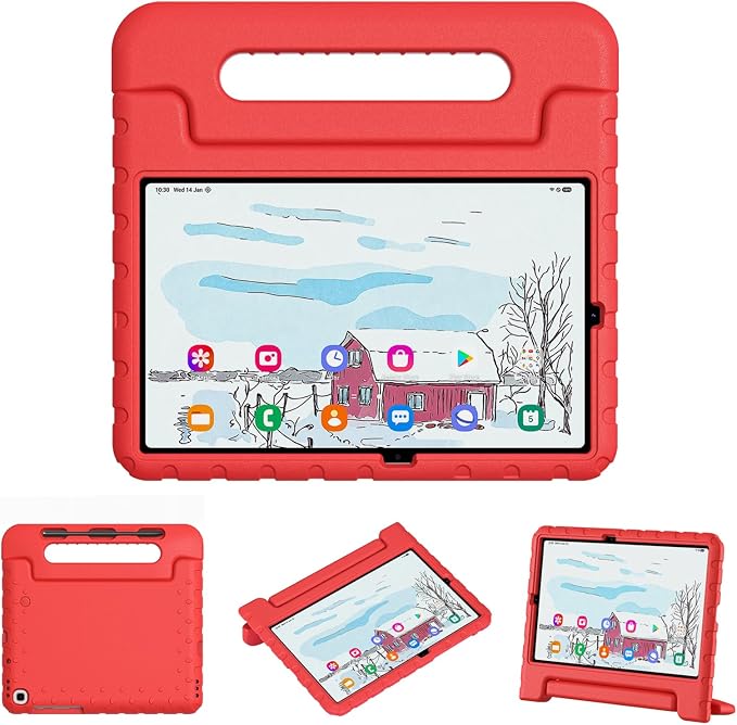 Kids Case for Samsung Galaxy Tab S6 Lite 10.4 Inch with S Pen Holder Black | Fits 2024/2020/2022 Released Shockproof EVA Lightweight Foldable Handle Stand Washable Kids-Friendly