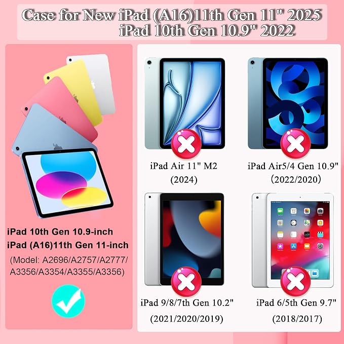 Case for iPad 11 11th Gen (A16) 2025 &amp 10th Gen 2022 10.9 Purple+Green | Kickstand | With Pencil Holder | Drop-Proof Silicone+Hard Shell | Raised Edge Protects Screen&ampCamera | Heavy Duty Pr