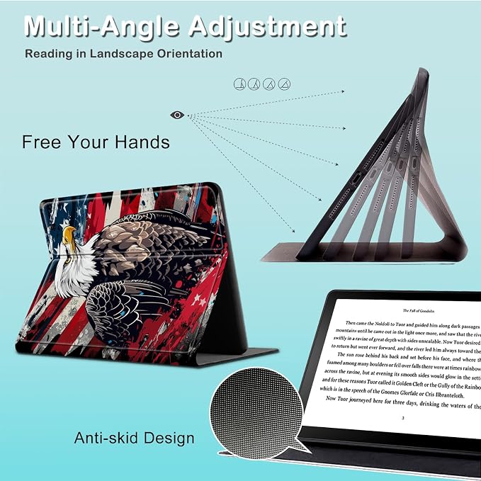 for 6 Kindle 2024 and 2022 (11th Generation) Case Slim Lightweight Smart Cover Case with Auto-Wake/Sleep for Kindle 2024Bald Eagle Flag