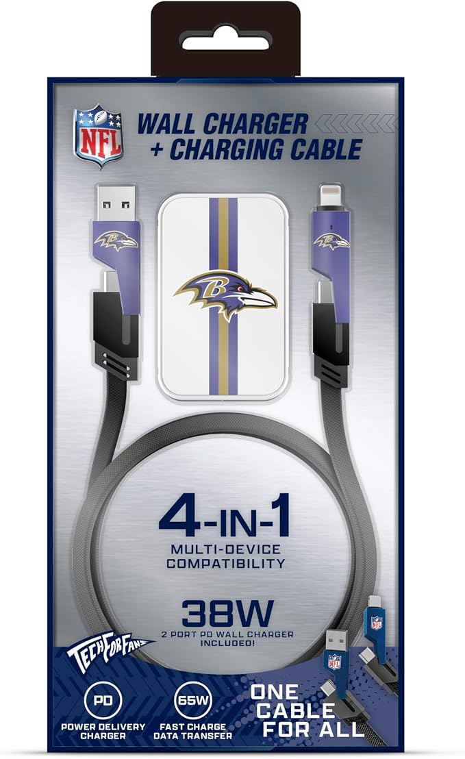 SOAR NFL Slim Wall Charger and 4 In 1 Multi Charging Cable
