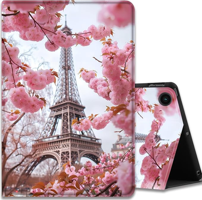 Case for Samsung Galaxy Tab A11 + Plus/A9 + Plus 11 Inch 2025/2023 Ultra-Thin Multi-Angle Protective Cover with Auto Sleep/Wake Black Cat and the Blue Flower