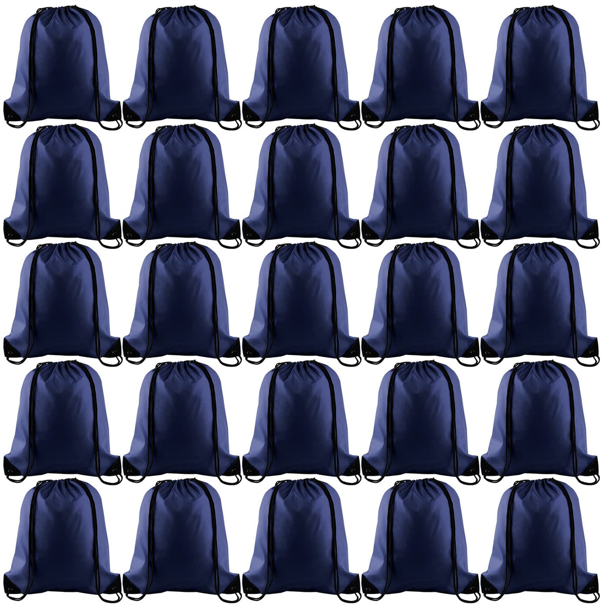 KUUQA Drawstring Backpack, 25Pcs Navy Blue, Lightweight Gym Bag for Sports, Travel, Yoga