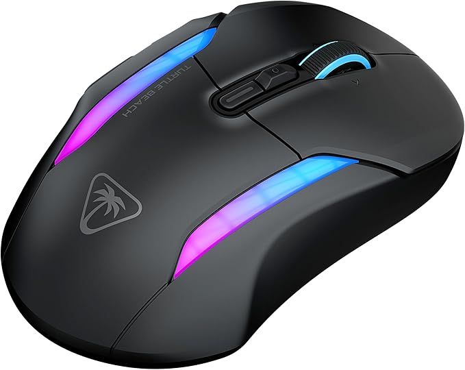 Turtle Beach Kone II Air Wireless RGB Gaming Mouse, 350-Hr Rechargeable Battery, 26000 DPI Optical Sensor, 100M Click Optical Switches, 21 Customizable Inputs, Ergonomic, 4D Scroll Wheel – Ash Black
