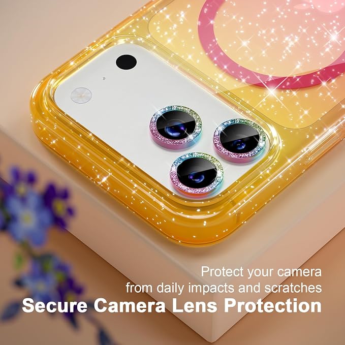 Choiche for iPhone 15 Pro Max Case Compatible with MagSafe Glitter Black | Women Girly Cute Glitter Sparkly Magnetic Phone Case with Diamond Camera Lens Protectors Military-Grade Drop Protection 6.7