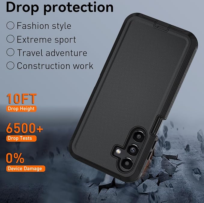 for Samsung Galaxy A17 5G caseA16 5G Heavy Duty casewith A Tempered Glass Screen Protector [Military Grade Protective ] [Shockproof] [Dropproof] [Dust-Proof]for Galaxy A17 / A16(Black)